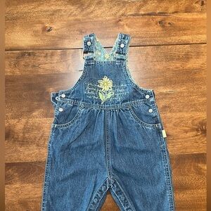 Denim Overalls with Floral Embroidery Carters
